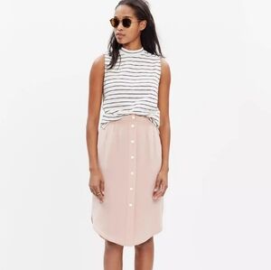 Madewell 100% Silk Island Button Front Skirt Light Pink Size Medium